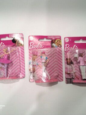 Mini 3" Barbie Career Figurine Dolls by Matel Ballerina, Chef & Baseball Barbie
